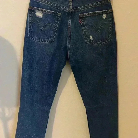 Levi’s Premium 501 Original Cropped Distressed Bleach Washed Jeans Size 26 x 26 - Picture 8 of 11